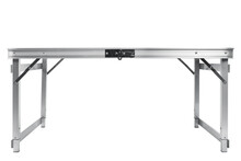 Aluminum Folding Table For Camping And Travel, Shooting Point At The Level Of The Tabletop, On A White Background
