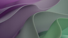 Contemporary 3D Design Background, With Wavy, Abstract Green And Purple Layers. 3D Render.