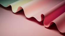 Undulating Pink And Green Surface With Copy-Space. Modern 3D Gradient Background.