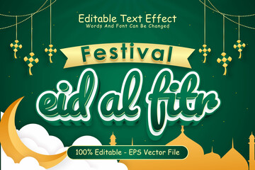 Festival Eid Al Fitr Editable Text Effect 3 Dimension Emboss Modern Style