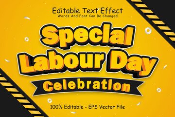 Wall Mural - Special Labour Day Celebration Editable Text Effect 3 Dimension Emboss Cartoon Style