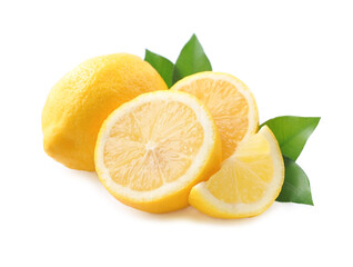 Sticker - Sweet lemons fruits with leaves