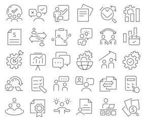 Aufkleber - Business process line icons collection. Thin outline icons pack. Vector illustration eps10