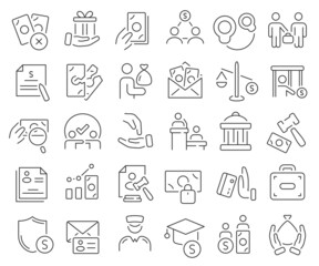 Aufkleber - Corruption line icons collection. Thin outline icons pack. Vector illustration eps10