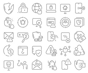 Fraud and hacking line icons collection. Thin outline icons pack. Vector illustration eps10