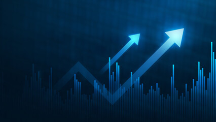 Wall Mural - blue growth graph business chart data diagram on success financial presentation background with abst