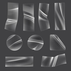 Wall Mural - geometrical stickers. sticky labels different geometrical forms transparent decent vector glossy tem