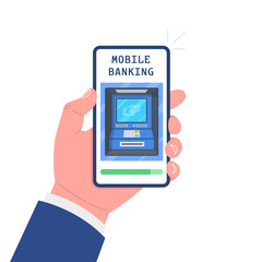 Wall Mural - mobile banking app on smartphone screen. financial app, online banking and online payment. vector il