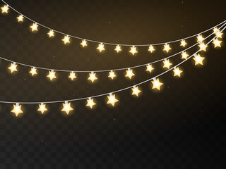 Wall Mural - Christmas holiday lights on a transparent background.A lot of glowing light bulbs. Garlands, Christmas decorations. Vector