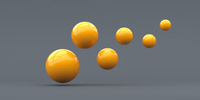 Yellow Spheres On A Gray Background. 3d Render Illustration.