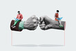 © svetazi - Competition at work between a man and a woman. Art collage.