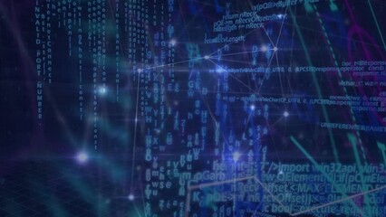 Wall Mural - animation of network of connections over data processing