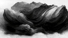 Black And White Twisted Waves Oil Painting Texture Graphic Resource Brush Watercolor Oil Painting Graphic Resource Mask Textured Paper Hand Painted Waterfall Brush