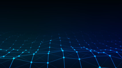 Wall Mural - futuristic moving wave. digital background with moving glowing particles and lines. big data visuali