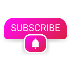 Wall Mural - pink button subscribe social media video player channel, icon drawing