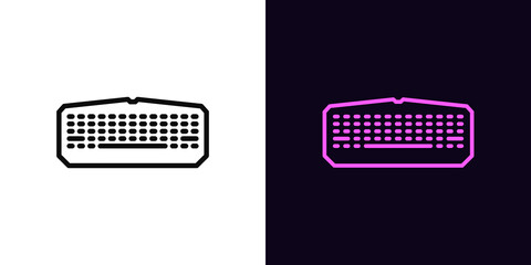 Poster - Outline gaming keyboard icon, with editable stroke. Wireless computer keyboard, game device pictogram. Cyber sport, pro gaming gadget