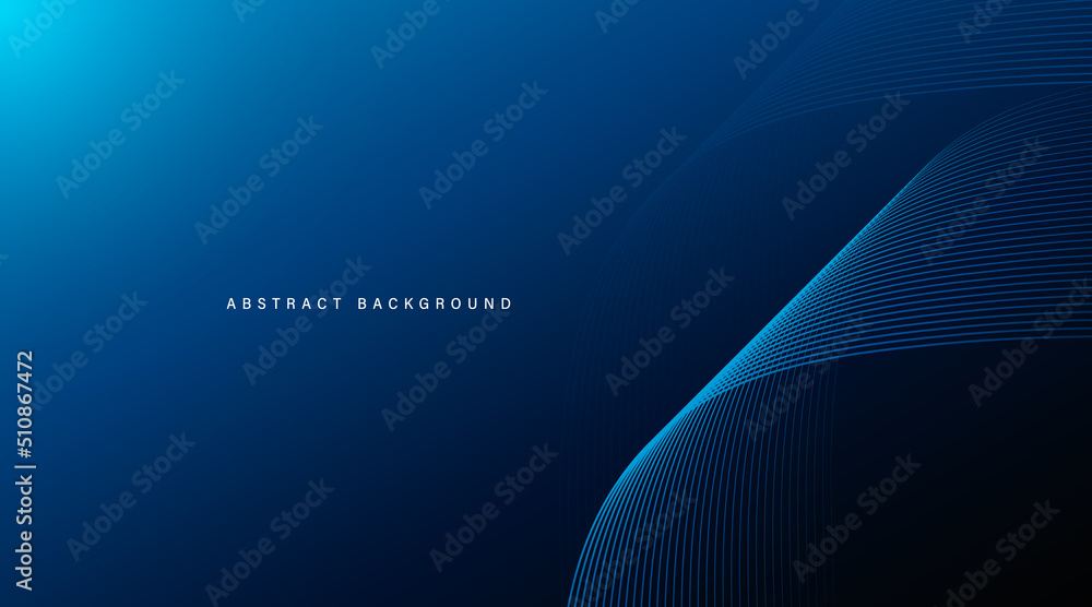 Abstract modern blue gradient background with glowing wavy lines ...