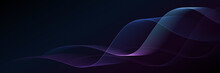 Dark Abstract Background With Glowing Wave Lines. Shiny Moving Lines Design Element. Modern Purple Blue Gradient Flowing Wave Lines. Dynamic Wave Pattern. Futuristic Technology Concept