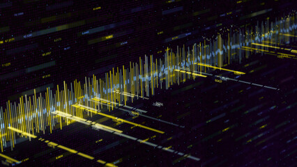 Geometric cyber graph visualization of network business situation. Animation. Abstract animation of digital 3d financial chart showing the rise and falling value of the global stock market