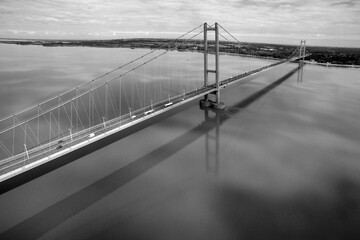  aerial view of Humber Bridge from Barton upon Humber. Lincolnshire