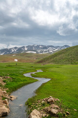 Wall Mural - scenic views from the Lake Eğrigöl, a hidden gem sitting at 2,350 m. in the foothills of Geyik Mountain in Antalya, and the region described   as 