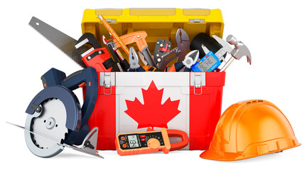 Wall Mural - Canadian flag painted on the toolbox. Service, repair and construction in Canada, concept. 3D rendering