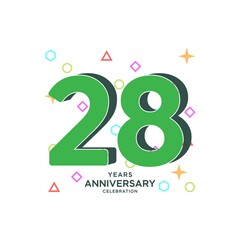 28 Years Anniversary Celebration Vector Template Design Illustration