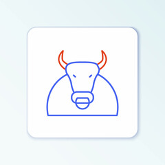 Sticker - Line Bull icon isolated on white background. Spanish fighting bull. Colorful outline concept. Vector