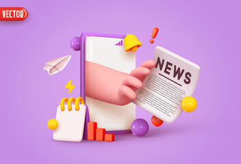 Wall Mural - smartphone online news from social media and internet. mobile news business conceptual creative idea
