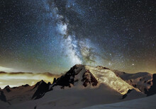 Mont Blanc Du Tacul Under Extraordinary Milky Way.