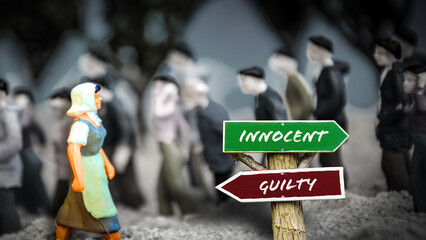 Wall Mural - Street Sign Innocent versus Guilty