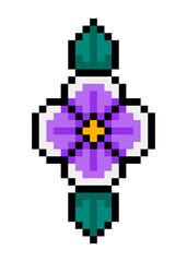 Poster - pixel flower and leaves
