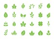 © WinWin - Green leaves icon. Eco leaf, organic growth and sprout vector symbols set