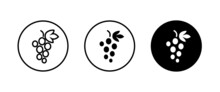 Grape Icon Food Fruits, Bunches Of Grapes Icons Editable Stroke, Flat Design Style Isolated On White