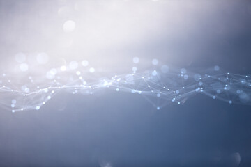 Digital technology shiny lines dots network copy space illustration background.