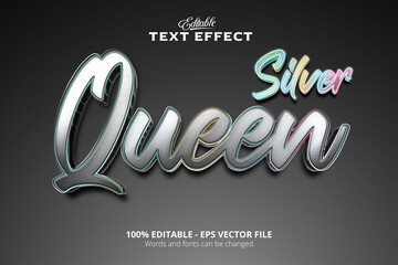 Wall Mural - Editable text effect, Black background, Silver Queen text
