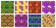 © WinWin - African wax pattern. Seamless ethnic floral ornament, fashion fabric prints vector set