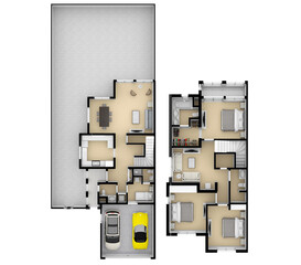 Wall Mural - 3d floor plan for real estate. Illustration floor plan. Color floor plan for marketing