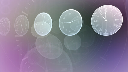 Wall Mural - time flow images with analog clock background.