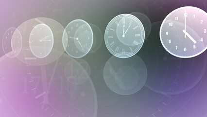 Wall Mural - time flow images with analog clock background.