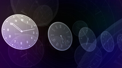 Wall Mural - Time flow images with analog clock Background.