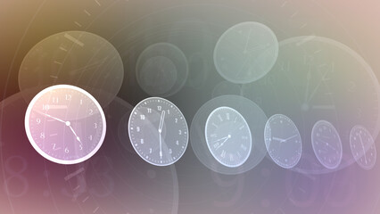 Wall Mural - time flow images with analog clock background.
