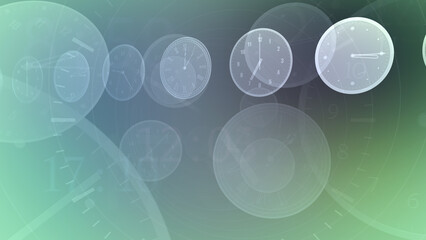 Wall Mural - time flow images with analog clock background.