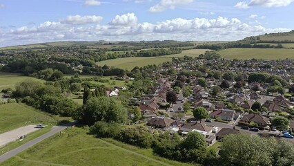 Poster - Aerial footage of Worthing and the Findon valley between the South Downs and the beautiful countryside of West Sussex in Southern England.