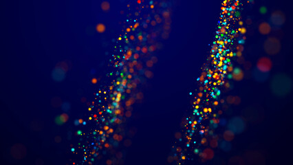 Wall Mural - magical multicolored sparkles of light form abstract simple spiral structure. multi-colored glow par