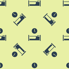 Poster - Blue Time to sleep icon isolated seamless pattern on yellow background. Vector