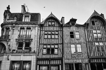 Wall Mural - historic tenement houses in old town of Troyes