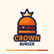 minimalist simple crown burger logo concept