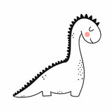 Fototapeta Dinusie - Cute dinosaur in doodle style. Vector doodle illustration. Coloring book for boy. Dino.