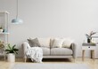 canvas print picture White minimalist interior living room have sofa and decoration.